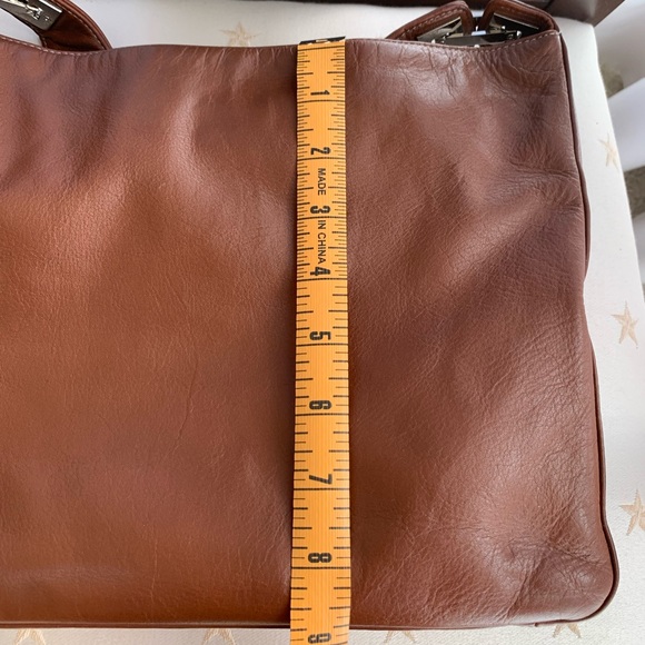 PERLINA New York Brown Leather Shoulder Hobo Tote Bag - Picture 11 of 13